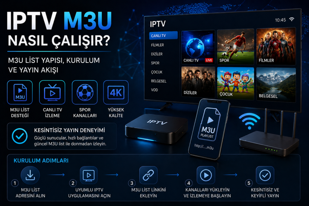 iptv m3u nasıl çalışır kurulum ve yayın akışı görseli