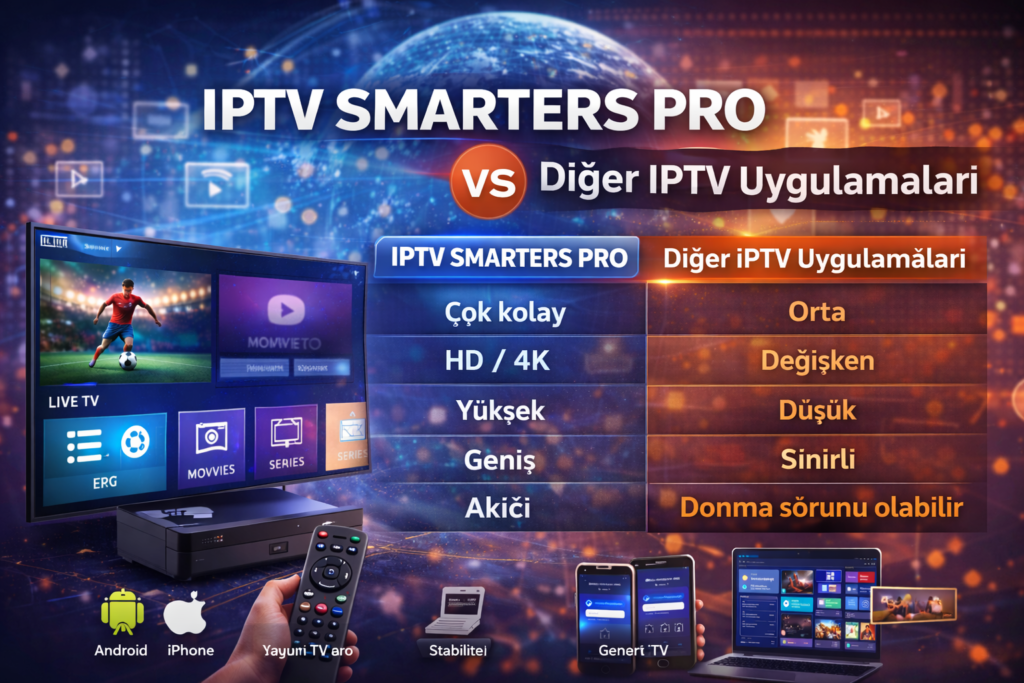 iptv smarters pro ve diğer iptv uygulamaları karşılaştırması performans ve kalite farkı