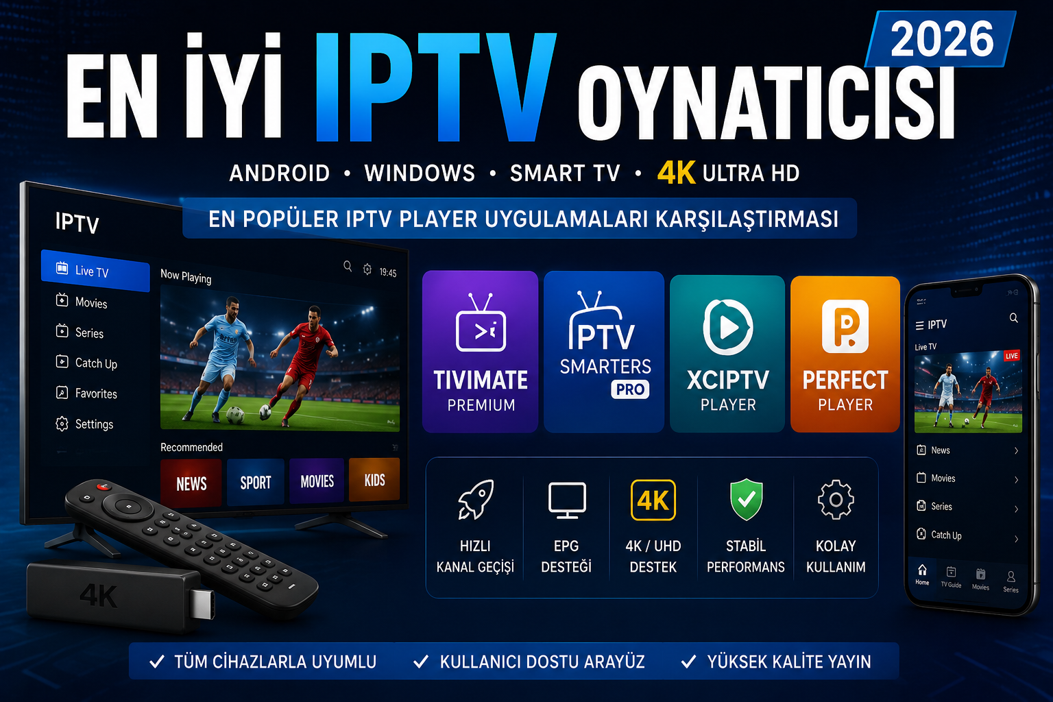 en iyi iptv oynatıcısı uygulamaları 2026 karşılaştırması