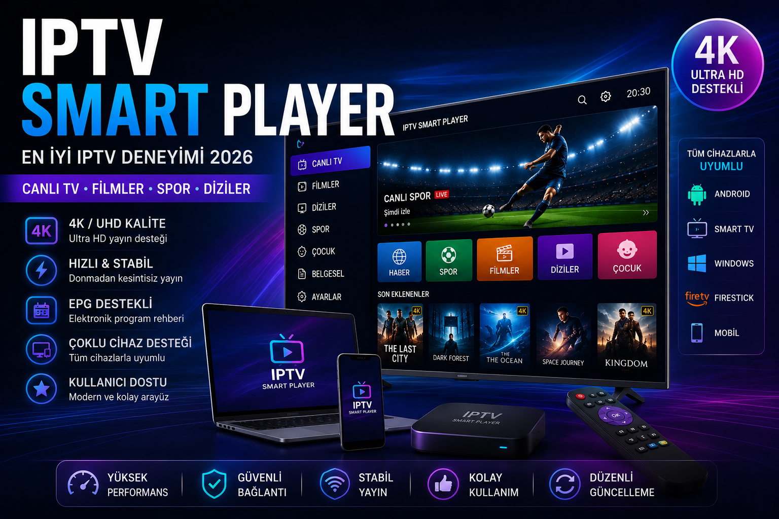 IPTV Smart Player ile 4K canlı TV ve premium streaming deneyimi