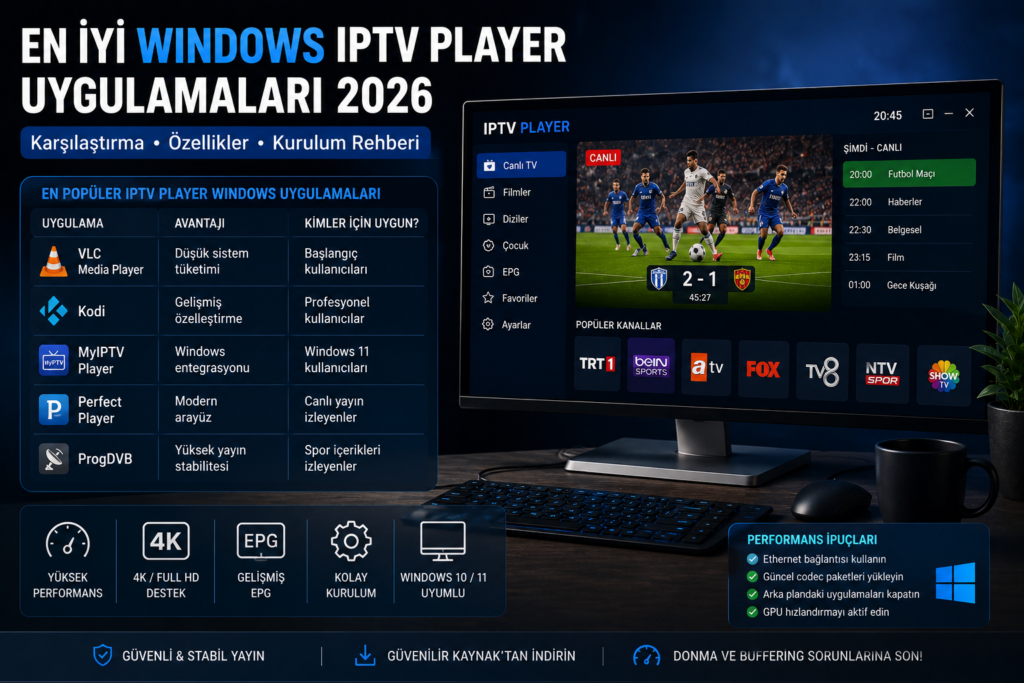 windows iptv player uygulamaları karşılaştırması ve en iyi IPTV oynatıcı rehberi