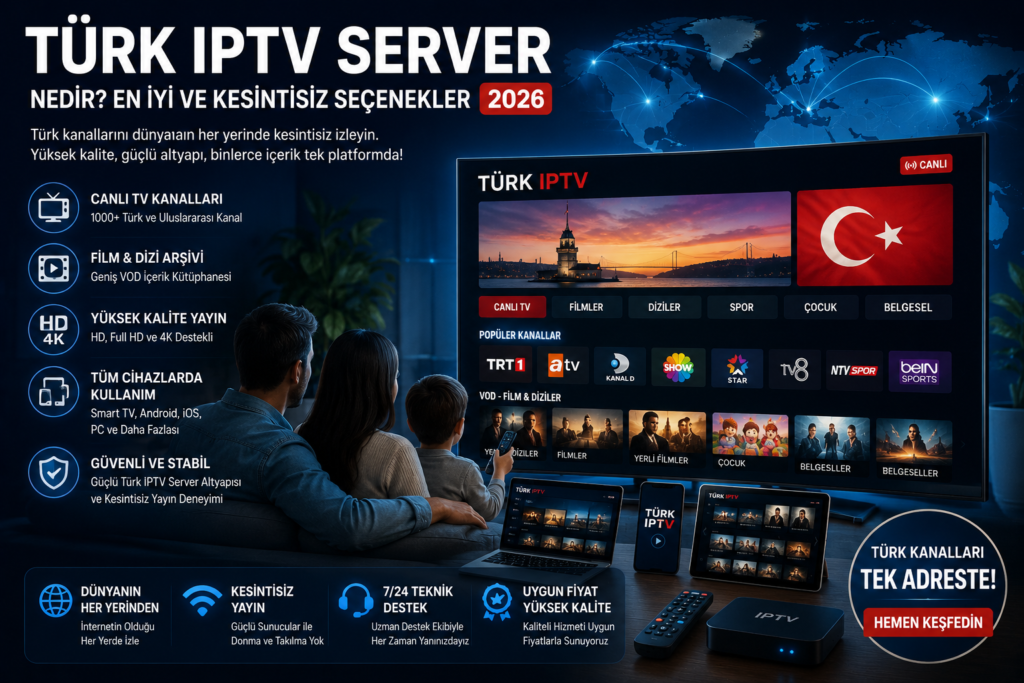 Türk IPTV server hizmeti ile Türk kanallarını dünyanın her yerinden kesintisiz izleme deneyimi
