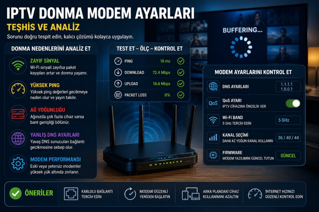 iptv donma modem ayarları teşhis ve analiz ping dns qos test yöntemi