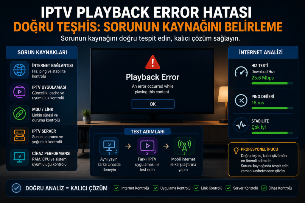 iptv playback error hatası teşhis etme ve iptv sorun giderme adımları rehberi
