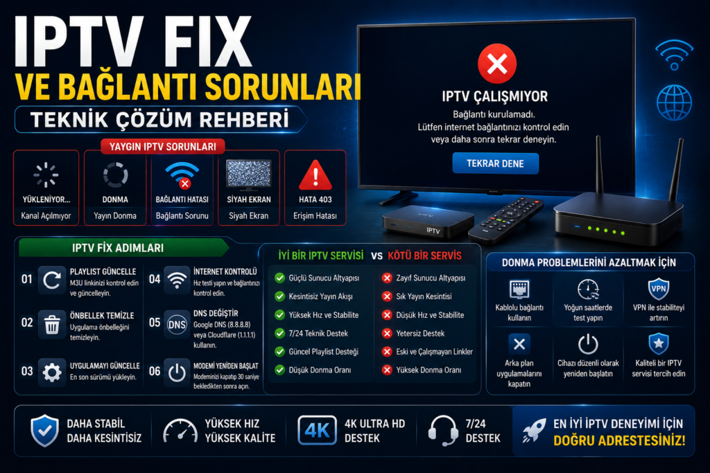 iptv fix yöntemleri ve iptv bağlantı sorunu çözümü